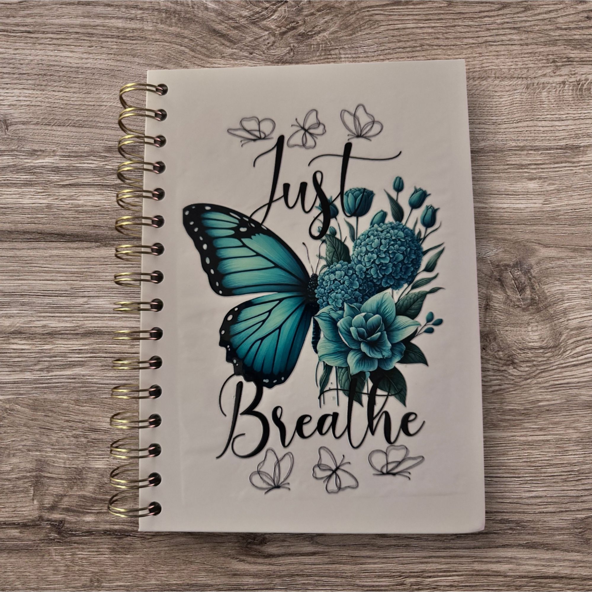 Butterfly “Just Breathe" Self-Care Daily Reminder Journal