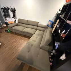 Modern L-Shape Sectional Couch w/ Storage & Adjustable Headrests