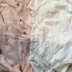Carters 6M Baby Girl 3 Pcs Set Pant Onesie Bodysuit Button Up Sweater