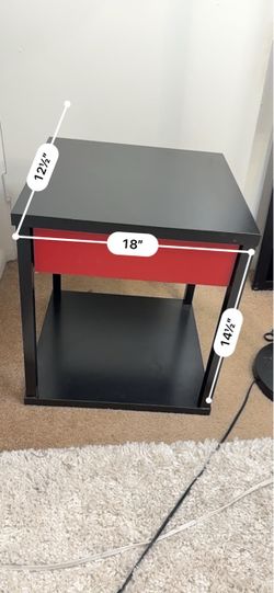Black and Red Side Table with Drawer