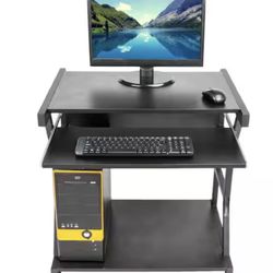 27.5 in. W Retangular Black Wood Computer Desk with Wheel