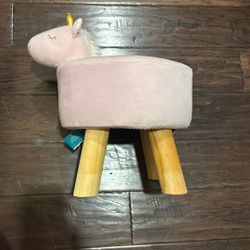 Pink Plush Unicorn Ottoman $15