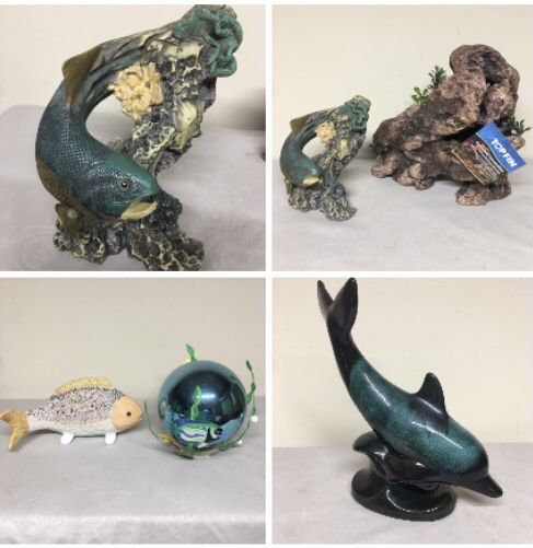 Fish Tank Decor & Fish/Dolphin Sculptures Decor • See All Photos (All 5 Items For $20)