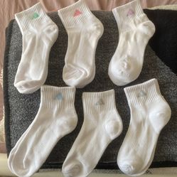 6 Prs Of New Womens Adidas Quarter Socks