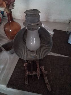 Railroad search lamp and railroad nails 1890s.