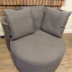 Ethan Allen MICKEY MOUSE CLUB Oversize "Chair and a Half" In Heather Gray Color