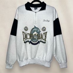 Vintage '94 Pacific Beach Dolphin Sweatshirt Quarter Zip San Diego Size Large