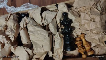 Wood and glass chess sets