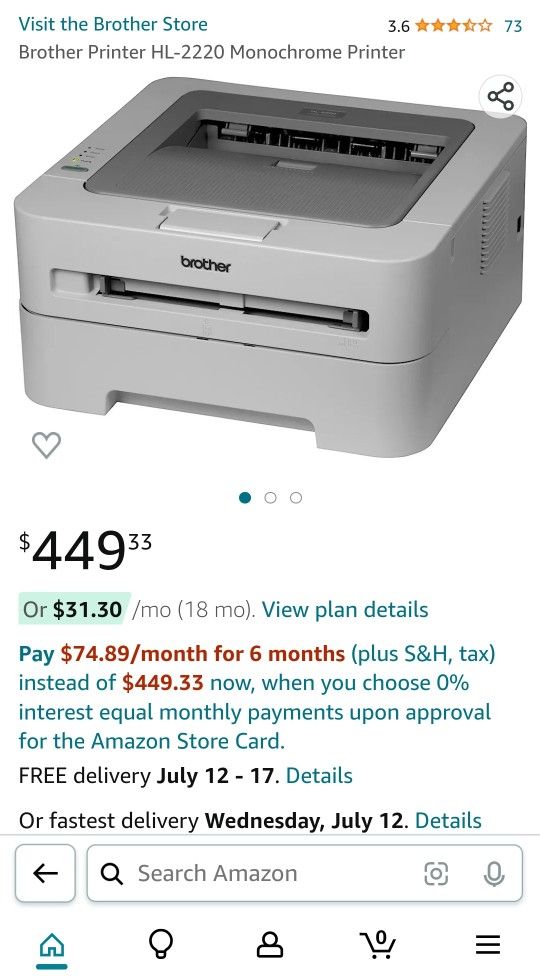 Brother HL-2220 Standard Laser Printer Used In Perfect Working Condition