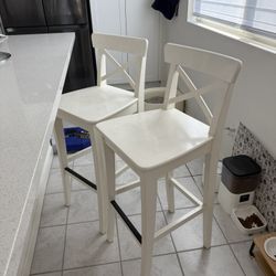 TWO ROSENTORP Bar stool with backrest, counter height/white,