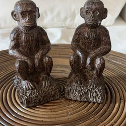 Vintage Sitting Monkey Bookends