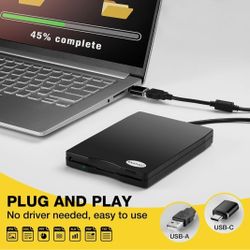 USB Floppy Disk Reader, 3.5 inch External Portable 1.44 MB FDD Floppy Disk Drive for Windows 11/10/8/7/2000/XP PC Laptop Desktop Notebook Computer