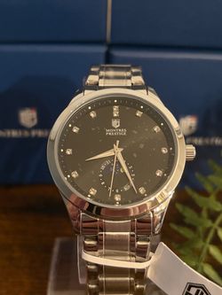 Montres Prestige Silver Watch with Moon Phase