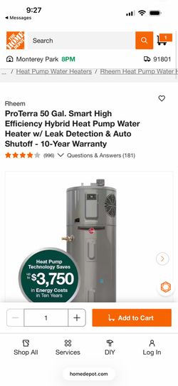 Rheem Heat Pump Electric Hybrid Water Heater  240v