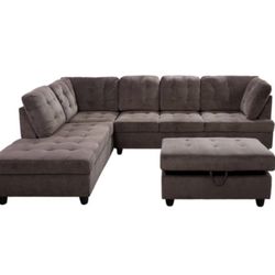 Brown Espresso Couch W/ Ottoman 