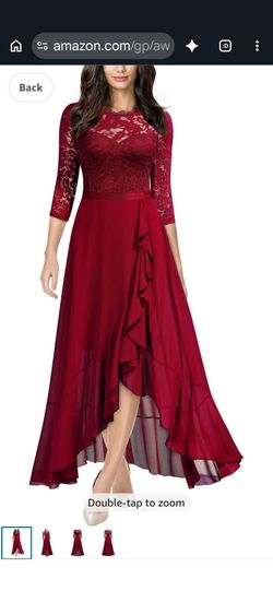 Miusol Women's size 18  Elegant Floral Lace Ruffle Red Maxi dress.....$50 cash