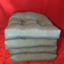 Set Of 4 Blue Patio Chair Cushions