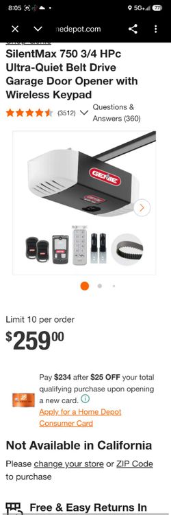 {NIB}SilentMax 750 3/4 HPc Ultra-Quiet Belt Drive Garage Door Opener with Wireless Keypad