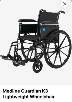 Medline Guardian K3 Comfortable Folding Wheelchair with Swing-Back