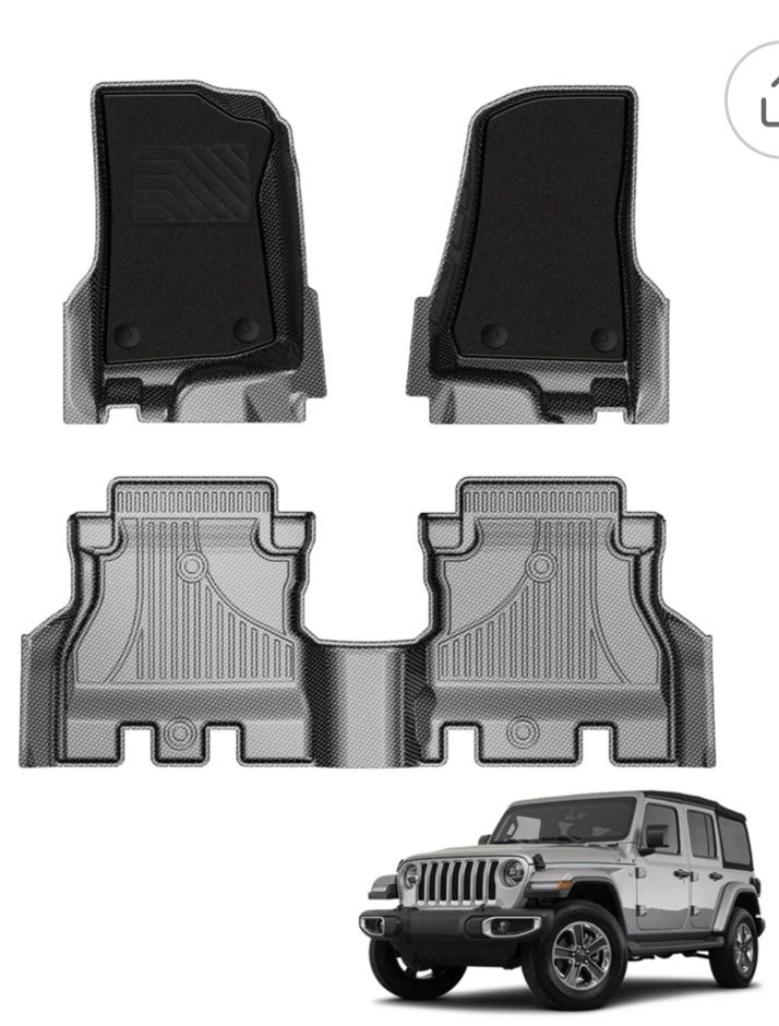Carbon Fiber Pattern Floor Mats Fit for Jeep Wrangler JL 4- door vehicles 2018-2025. This IKABEVEM Floor Mats for Jeep Wrangler JL 4-Door All Weather