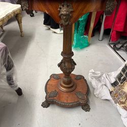 French Louis XVI Antique French Empire Mahogany Side Table with Bronze Lion Doré Mounts