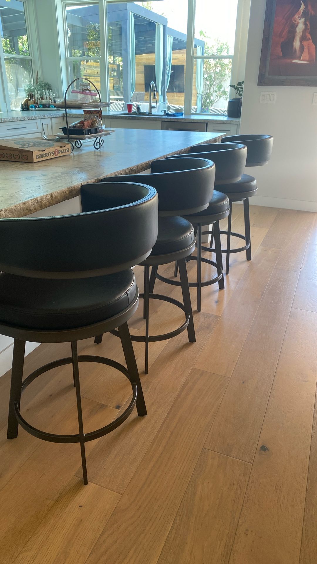 Black Leather Swivel Bar Stools