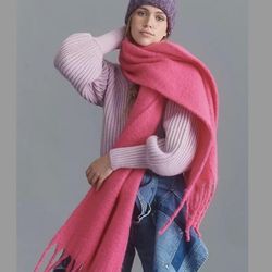 Anthropologie Bonnie Fringed Wrap Scarf