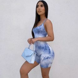 Backless Jumpsuit - Pink & Blue