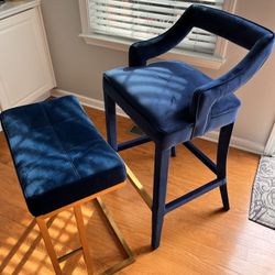 2 Tiffany Stools blue Velvet
