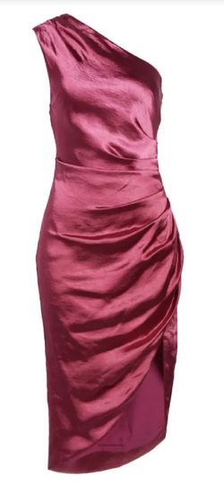 Satin One Shoulder Pink Dress
