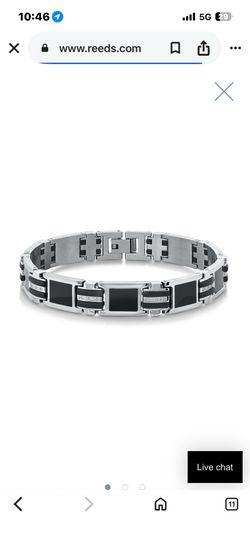 The Men's Corner 1/10 ct. t.w. Black Ion Stainless Steel Bracelet