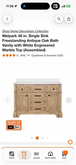 48” Real Wood Antique oak vanity w/ top