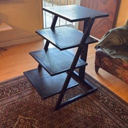 4-Tier AV Media Stand, Corner TV Stand Audio Tower with Adjustable Shelves, Corner Entertainment Cent