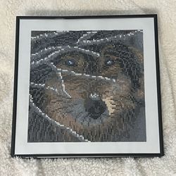 Handmade Wolf Diamond Dotz with Frame home office bedroom decor