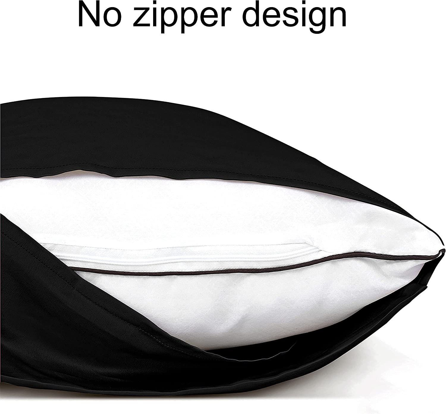 Satin Body Pillowcase for Hair and Skin, Silky Soft and Cooling Pillow Case with Envelope Closure, 20 x 54 Inches, Black