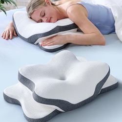 5X Pain Relief Cervical Neck Pillow for Neck Support, Ergonomic Cooling Side Sleeper Pillow for Sleeping, Odorless Contour Memory Foam Pillows, Orthop