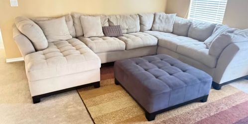 Cindy Crawford sectional couch with ottoman