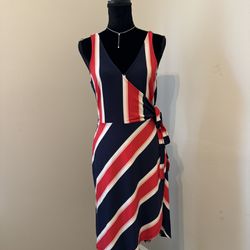 New! Express Striped Wrap Dress Size M