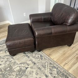 Chair And Ottoman - Leather 