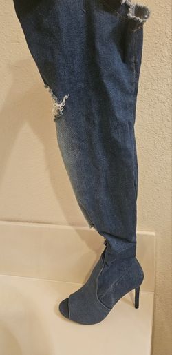Denim Thigh High Boots