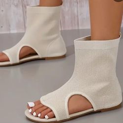 Elegant Summer Flat Sandals - Whitr
