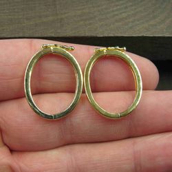 Sterling Silver Unique Clasp Gold Plated Hoop Earrings Vintage