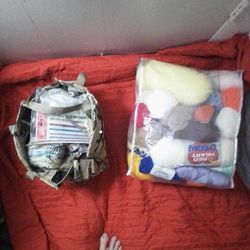 Bag O Assorted Colors Of Yarn And One Knitting Bag With Yarn And Needles 