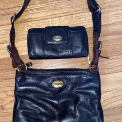 Black Fossil Purse and Wallet