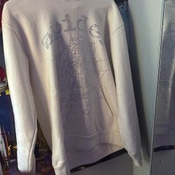 Sp5der Hoodie White Rhinestone