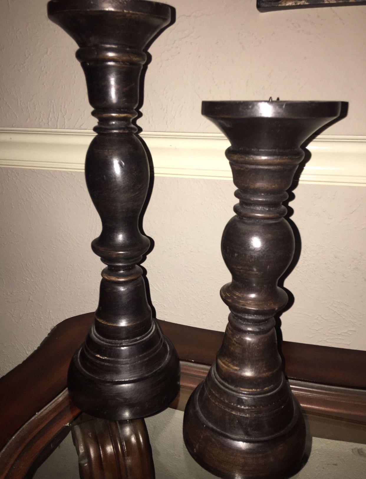 Wooden Candle Holders Set Of 2 