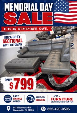 IBIZA GRAY SECTIONAL AND OTTOMAN $799! FAST SHIPPING🚚NO CREDIT CHECK💰