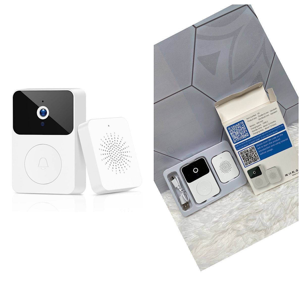 Video Doorbell, Doorbell Camera Wireless, Doorbell Wireless, Video Doorbell, Anti-Theft Doorbell, Wireless Doorbell, Night Vision, 2.4Ghz WiFi Only, S