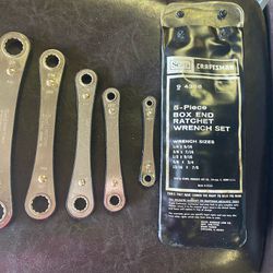 Sears Craftsman 5 Pc Box End Ratchet Wrench Set 94368