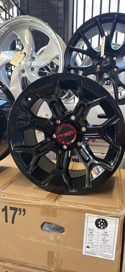 17x9 TR8 TACOMA GLOSS BLACK WHEELS 6x139.7 + 285-70-17 AT ALL TERRAIN TIRES (4) WE FINANCE